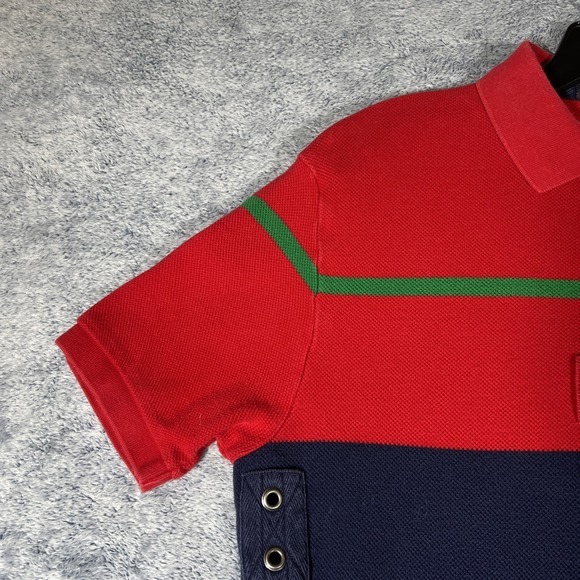 Polo Ralph Lauren VINTAGE SS Rugby Polo Men's M Red Blue Colorblock Yellow Pony - Picture 3 of 16